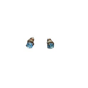 Earrings Stud Blue I-cone Faux Crystals 5 mm